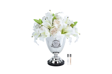 White Lilies & Roses in Marble Base Urn - LRMB01 (Carton of 1)